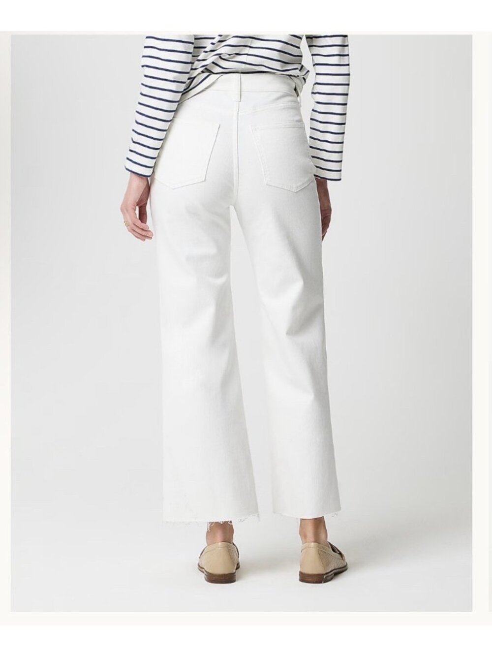 J.Crew The Wide-Leg Cropped Jean White 28 High Rise Stretch Raw Hem Denim NWT - Picture 5 of 13